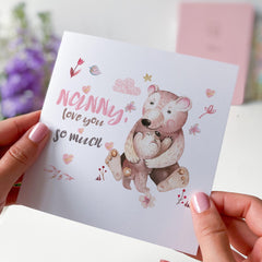 Nanny Love You So Much Card Mother's Day or Birthday Card from Grandchild New Grandma Sweet Bear Hug Illustration Card for Nanny Grandma