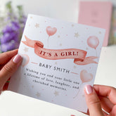 New Baby Girl Baby Boy Card With Babys Name With Your Text Pink Blue Welcome To The World Cute Balloon Design Greeting Card New Born