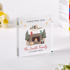 New Home Christmas Gift Acrylic Plaque with Lastname and Address for Family Friend or Newlyweds