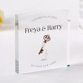 New Home Gift Acrylic Plaque Keepsake Elegant Key Design Housewarming Plaque for Couple, Friends, Family or Homeowners