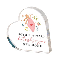 New Home Gift Personalised Acrylic Heart Plaque Housewarming Keepsake for Couple Friends or Family First Home Gift