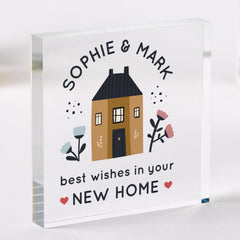 New Home Gift with Names Acrylic Plaque Gift Custom Name Newlywed Housewarming Keepsake for Couple Friend or Family