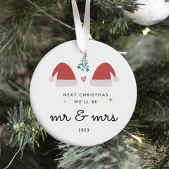 Next Christmas We’ll Be Mr & Mrs Ornament Gift for Couple Fiancé Fiancée Engagement Wedding Ceramic Tree Decoration Keepsake
