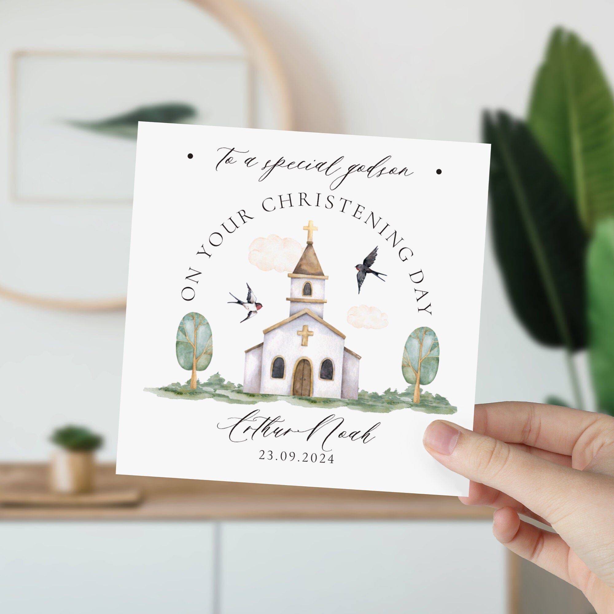 On Your Christening Day Card For Godson With Name Date To A Special Godson Cute Church Godson Christening Card Name Day Baptism Keepsake