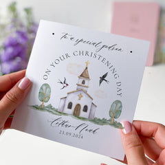 On Your Christening Day Card For Godson With Name Date To A Special Godson Cute Church Godson Christening Card Name Day Baptism Keepsake