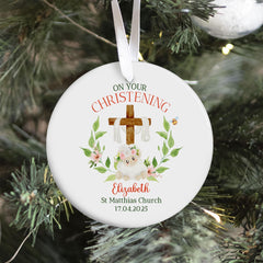 On your Christening Day Cute Ornament with Name and Date Baptism Grandson Granddaughter Son Daughter Nephew Niece Godson Goddaughter gift