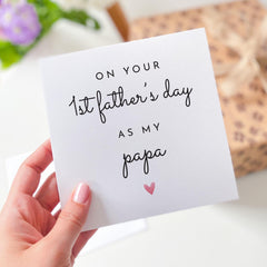 On Your First Father’s Day as My Papa Card Sweet New Dad Keepsake from Baby Minimalist Heart Design Special Daddy Gift 1st Fathers Day Card