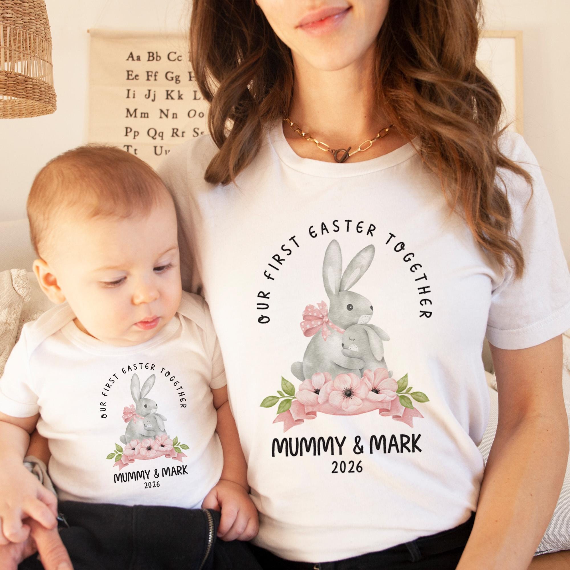 Our First Easter Together Matching T-shirts – Mum and Child Personalised Easter Outfit