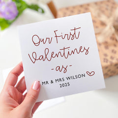 Our First Valentine's Day Card as Mr & Mrs Personalised Newlywed Keepsake with Date Perfect for Newlywed Couples Husband Wife Bride Groom