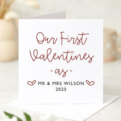 Our First Valentine's Day Card as Mr & Mrs Personalised Newlywed Keepsake with Date Perfect for Newlywed Couples Husband Wife Bride Groom