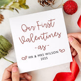 Our First Valentine's Day Card as Mr & Mrs Personalised Newlywed Keepsake with Date Perfect for Newlywed Couples Husband Wife Bride Groom