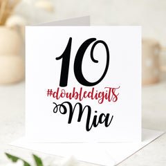 Personalised 10th Birthday Card for Kids Custom Name Double Digits Celebration Card for Son Daughter Grandchild Niece Nephew Grandson