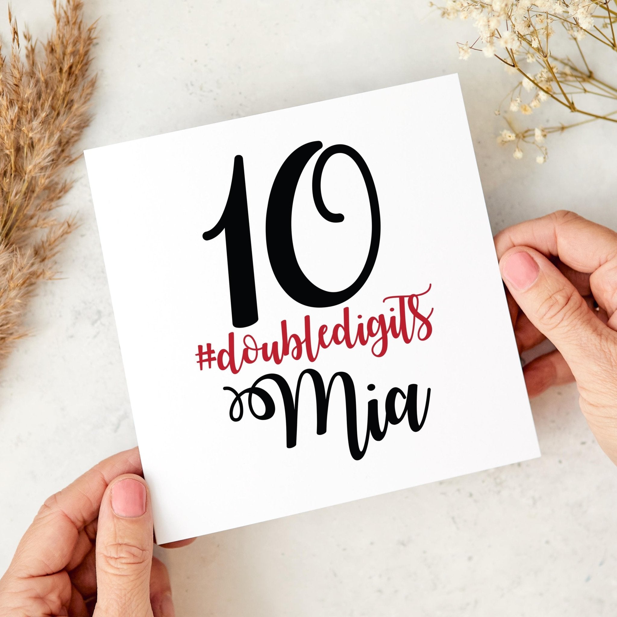 Personalised 10th Birthday Card for Kids Custom Name Double Digits Celebration Card for Son Daughter Grandchild Niece Nephew Grandson