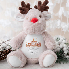 Personalised 1st Christmas Reindeer Toy Gift with Name Teddy for Granddaughter Plush Keepsake from Grandparents for Baby Girl’s First Xmas