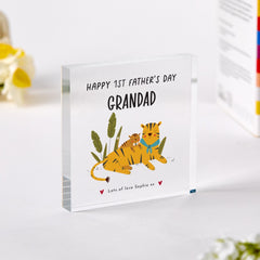 Personalised 1st Father's Day Acrylic Plaque Cute Grandad Baby Keepsake Gift for Grandpa From Baby Bump or Child Grandad to be First Fathers