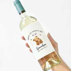 Personalised 1st Father’s Day Gift for Grandpa Wine Prosecco Label Grandpa Keepsake Gift Cute Teddy Bear Special Grandchild Bottle Sticker