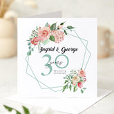 Personalised 30th Wedding Anniversary Card Floral Design Custom Names Gift for Husband Wife Parents Friends Celebration Gift Card