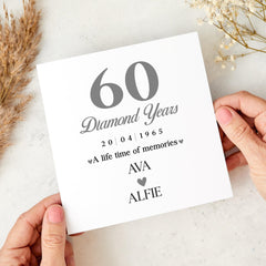 Personalised 60th Diamond Wedding Anniversary Card Elegant Keepsake Gift for Parents Grandparents Couple Milestone 60 Years Marriage