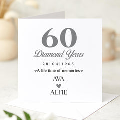 Personalised 60th Diamond Wedding Anniversary Card Elegant Keepsake Gift for Parents Grandparents Couple Milestone 60 Years Marriage