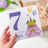 Personalised 7th Birthday Card Fun Frog Design Colourful Kids Seventh Birthday Greeting Keepsake for Children Grandchild Niece Nephew Gift