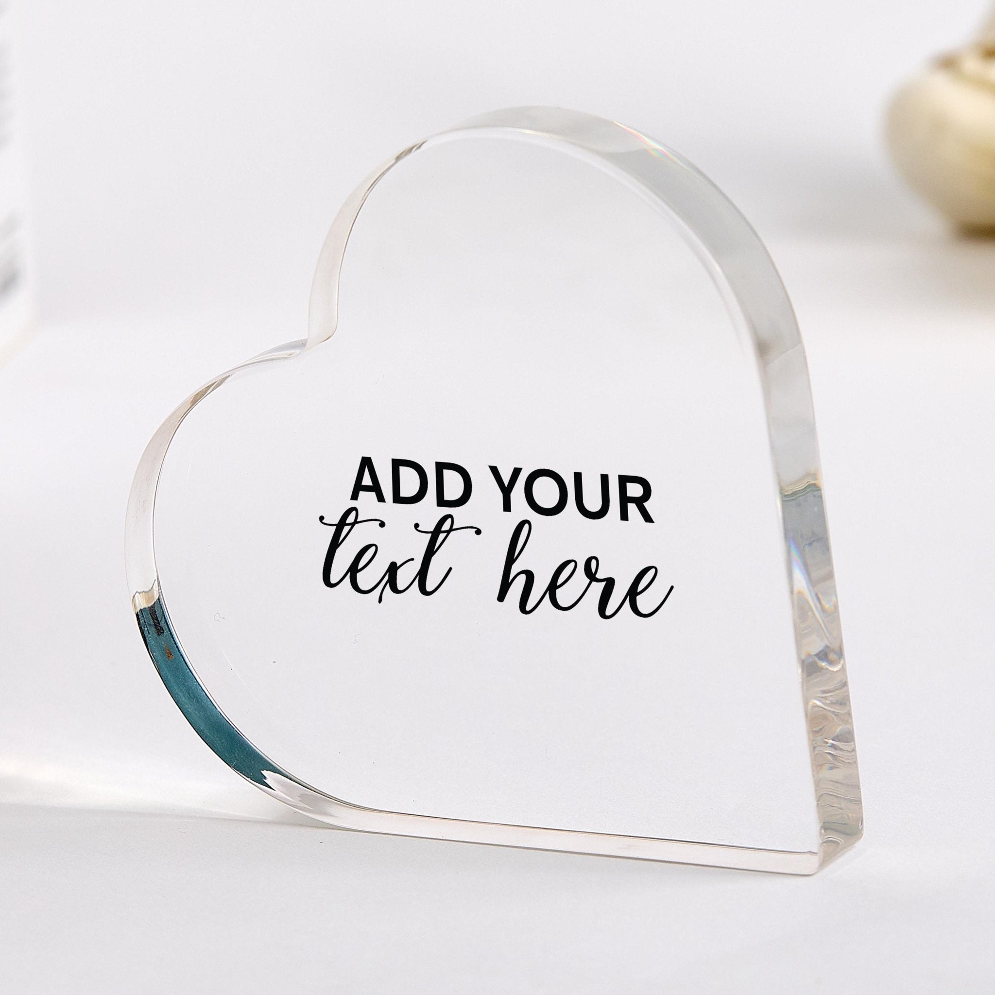 Personalised Acrylic Plaque Custom Text Keepsake Gift Unique Present for Any Occasion Heart or Square Shapes