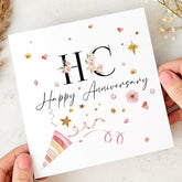 Personalised Anniversary Card for Couple Friend or Mum and Dad Grandma Grandad Confetti Party Design Custom Initials Happy 10th 20th 30th 40