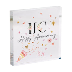 Personalised Anniversary Gift Acrylic Plaque Keepsake with Custom Initials for Couple Girlfriend Wife Boyfriend Husband or Partner