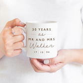 Personalised anniversary mug with last name and year Gift for couple 1st 10th 20th 30th 40th anniversary present Husband and wife Mug Mr Mrs