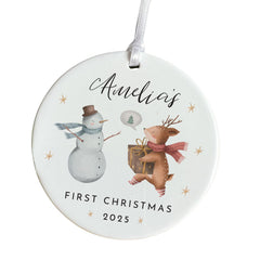 Personalised Baby First Christmas Ceramic Ornament Gift for Son Daughter Niece Nephew Grandchild Xmas Keepsake Tree Decoration with Name