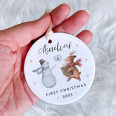 Personalised Baby First Christmas Ceramic Ornament Gift for Son Daughter Niece Nephew Grandchild Xmas Keepsake Tree Decoration with Name