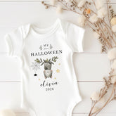 Personalised Baby First Halloween Bodysuit, Cute Bat Halloween Baby Outfit