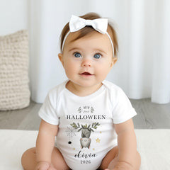 Personalised Baby First Halloween Bodysuit, Cute Bat Halloween Baby Outfit