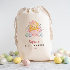 Personalised Baby Girl First Easter Sack – Gift for Daughter Niece or Granddaughter