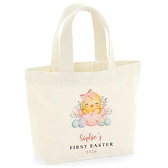 Personalised Baby Girl First Easter Tote Bag – Egg Hunt Gift with Custom Name