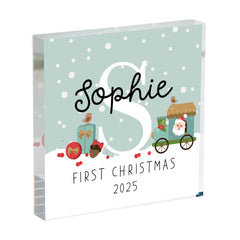 Personalised Baby’s First Christmas Acrylic Block – Festive Keepsake Gift for Newborn or Child
