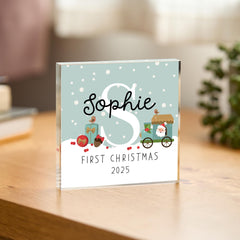 Personalised Baby’s First Christmas Acrylic Block – Festive Keepsake Gift for Newborn or Child