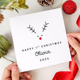 Personalised Baby’s First Christmas Card for Daughter, Son, Granddaughter, Grandson, Niece or Nephew Custom 1st Xmas Cards Keepsake