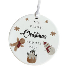 Personalised Baby’s First Christmas Ceramic Ornament – Custom Name Xmas Festive Keepsake Tree Decoration Gift for Son Daughter Grandchild