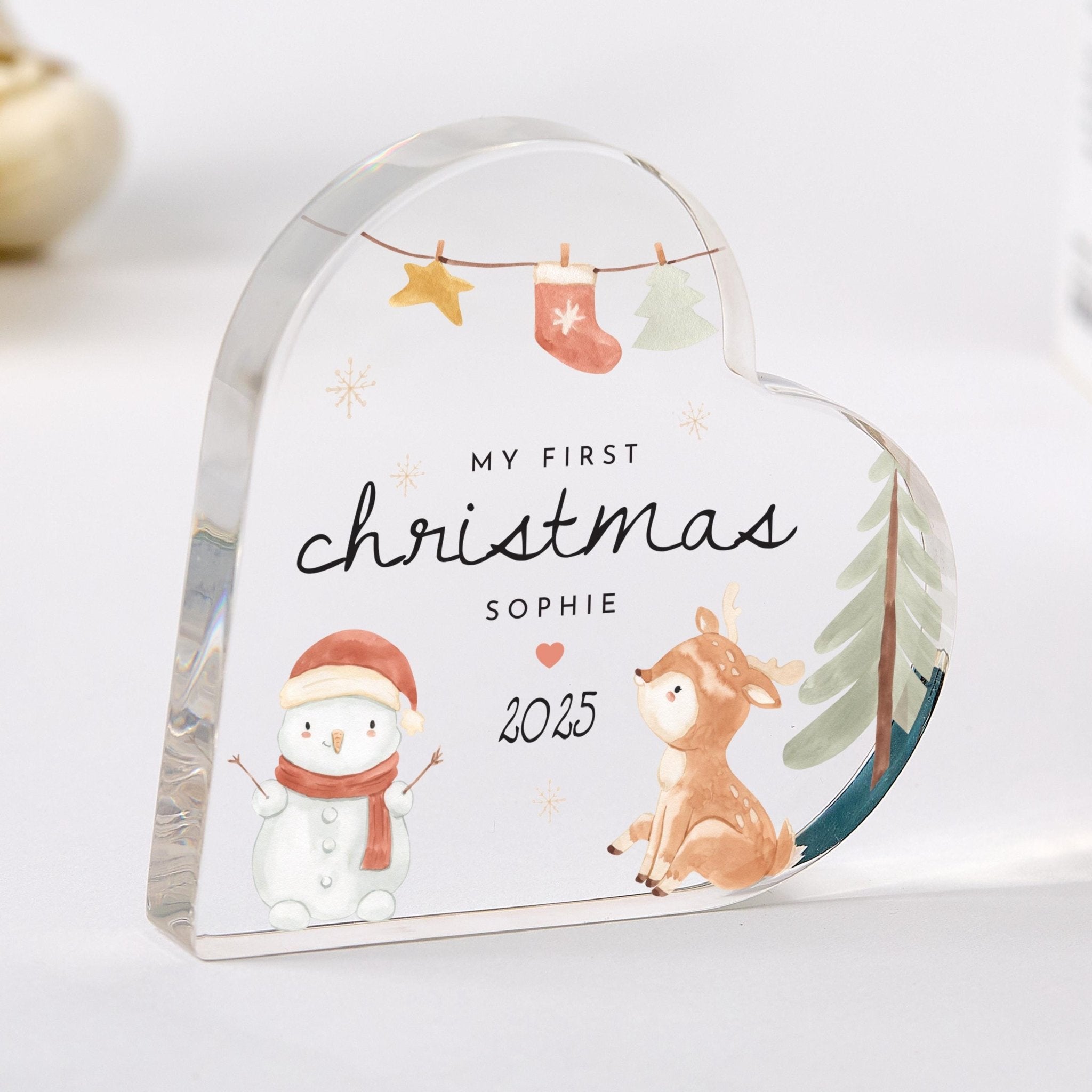 Personalised Baby’s First Christmas Gift - Acrylic Plaque – Custom Keepsake Ornament with Name & Year – Festive Gift for Newborn or Parents