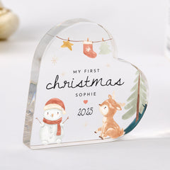 Personalised Baby’s First Christmas Gift - Acrylic Plaque – Custom Keepsake Ornament with Name & Year – Festive Gift for Newborn or Parents