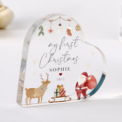 Personalised Baby’s First Christmas Gift - Acrylic Plaque – Custom Keepsake Ornament with Name & Year – Newborn Daughter Son Nephew Niece
