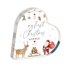 Personalised Baby’s First Christmas Gift - Acrylic Plaque – Custom Keepsake Ornament with Name & Year – Newborn Daughter Son Nephew Niece