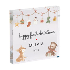 Personalised Baby's First Christmas Gift Acrylic Plaque with Custom Name Keepsake for Newborn Son Daughter Grandchild Niece or Godchild