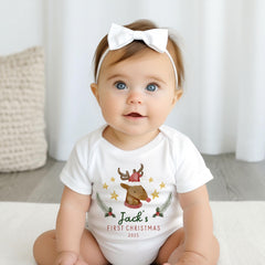 Personalised Baby’s First Christmas Reindeer Bodysuit – Festive Baby Grow Gift for Newborn or Infant