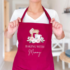 Personalised Baking Apron Custom Floral Kitchen Apron Gift for Mum Grandma Friend Auntie
