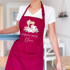 Personalised Baking Apron Custom Floral Kitchen Apron Gift for Mum Grandma Friend Auntie