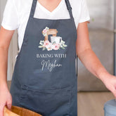 Personalised Baking Apron Custom Floral Kitchen Apron Gift for Mum Grandma Friend Auntie
