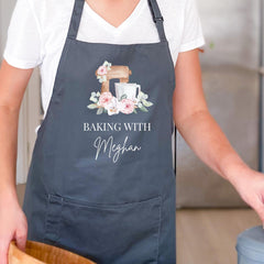 Personalised Baking Apron Custom Floral Kitchen Apron Gift for Mum Grandma Friend Auntie