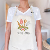 Personalised Baking Apron with Name Apron for Her Floral Kitchen Mother's Day Birthday Christmas Gift