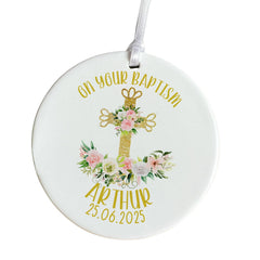 Personalised Baptism Ornament for Boy Name Date & Church Grandson Son Nephew Godson Gift Christening Keepsake